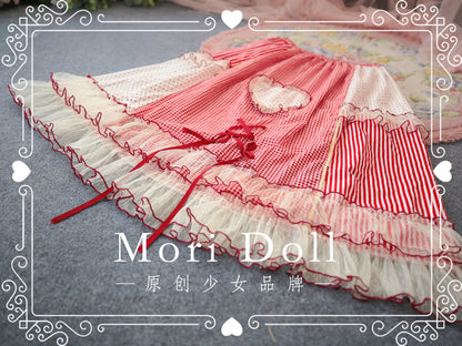 Mori Doll – Heart Patchwork Midi Skirt skirt Mori Doll