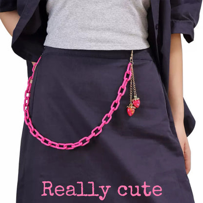 Strawberry Acrylic Pants Chain chain really cute