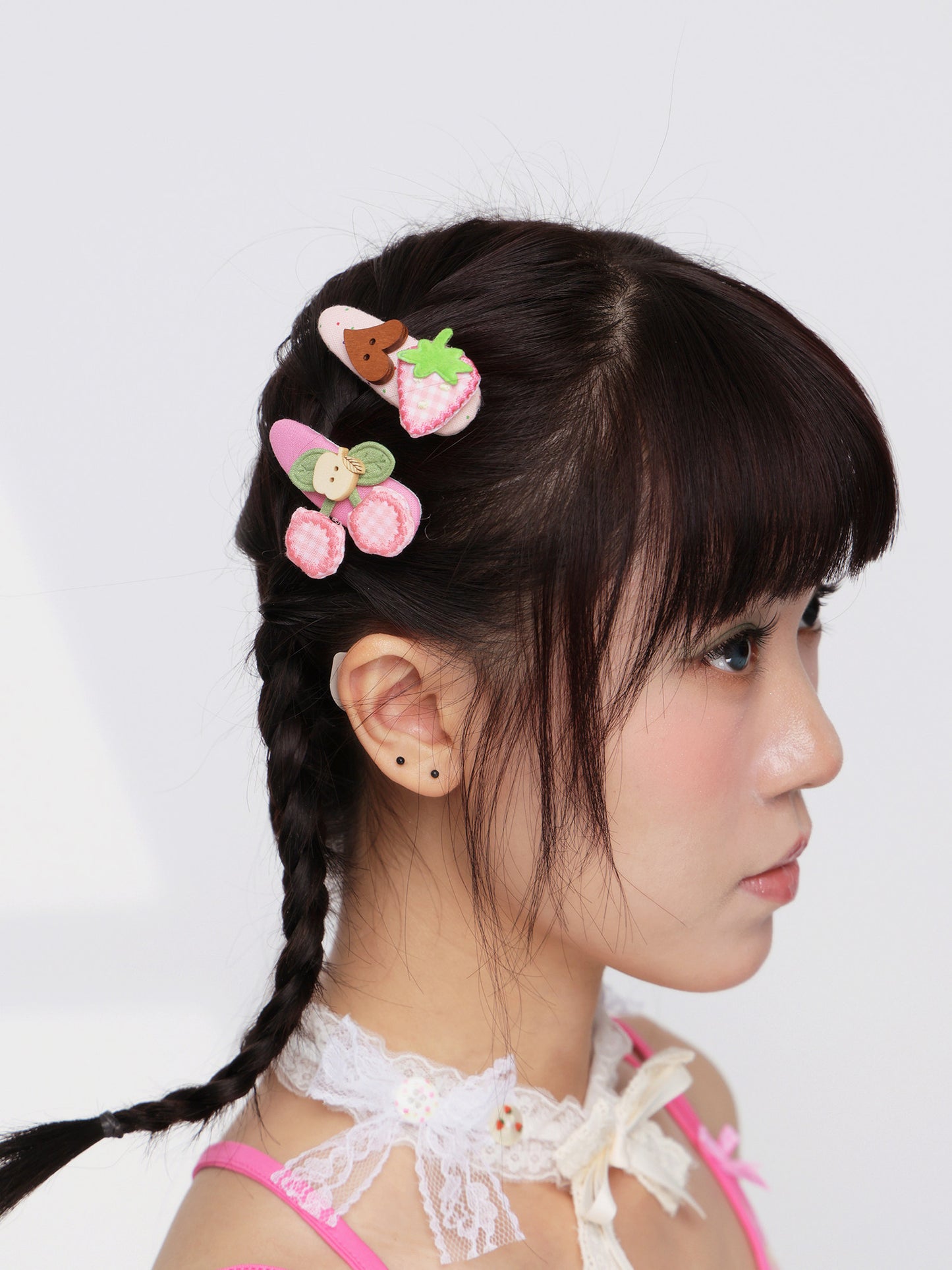 FRUITS - Strawberry Cherry Pink Hair Clip hair clip Fruits