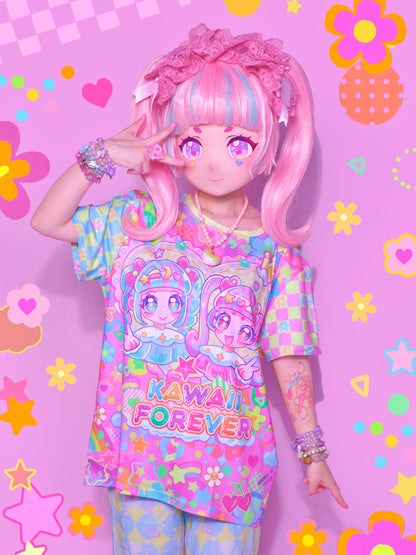 Decora Kei Graphic T-Shirt – Pink Heart Print tshirt Dream Bubble