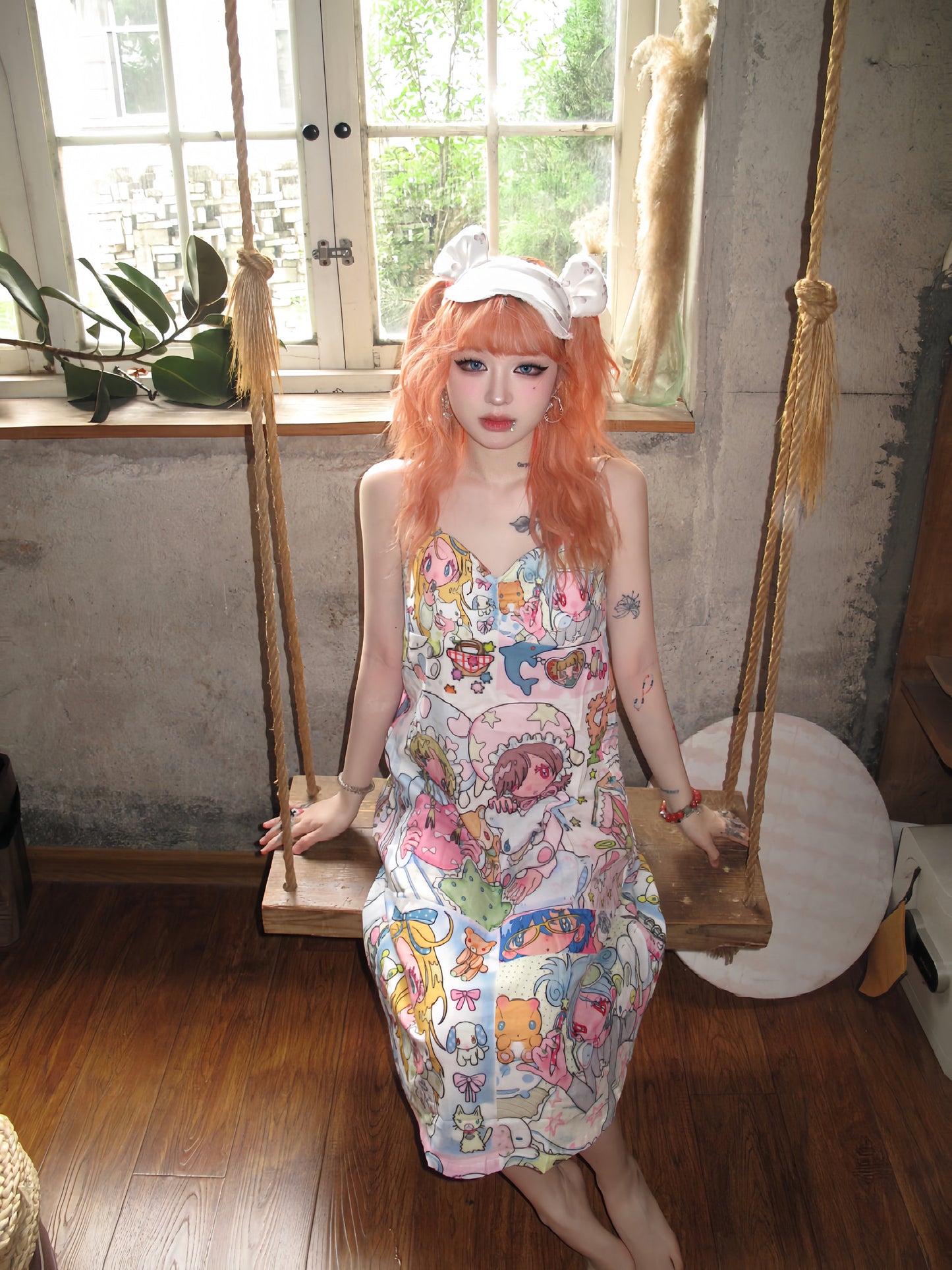 BlackBerry - Anime Print Slip Nightdress dress BlackBerry