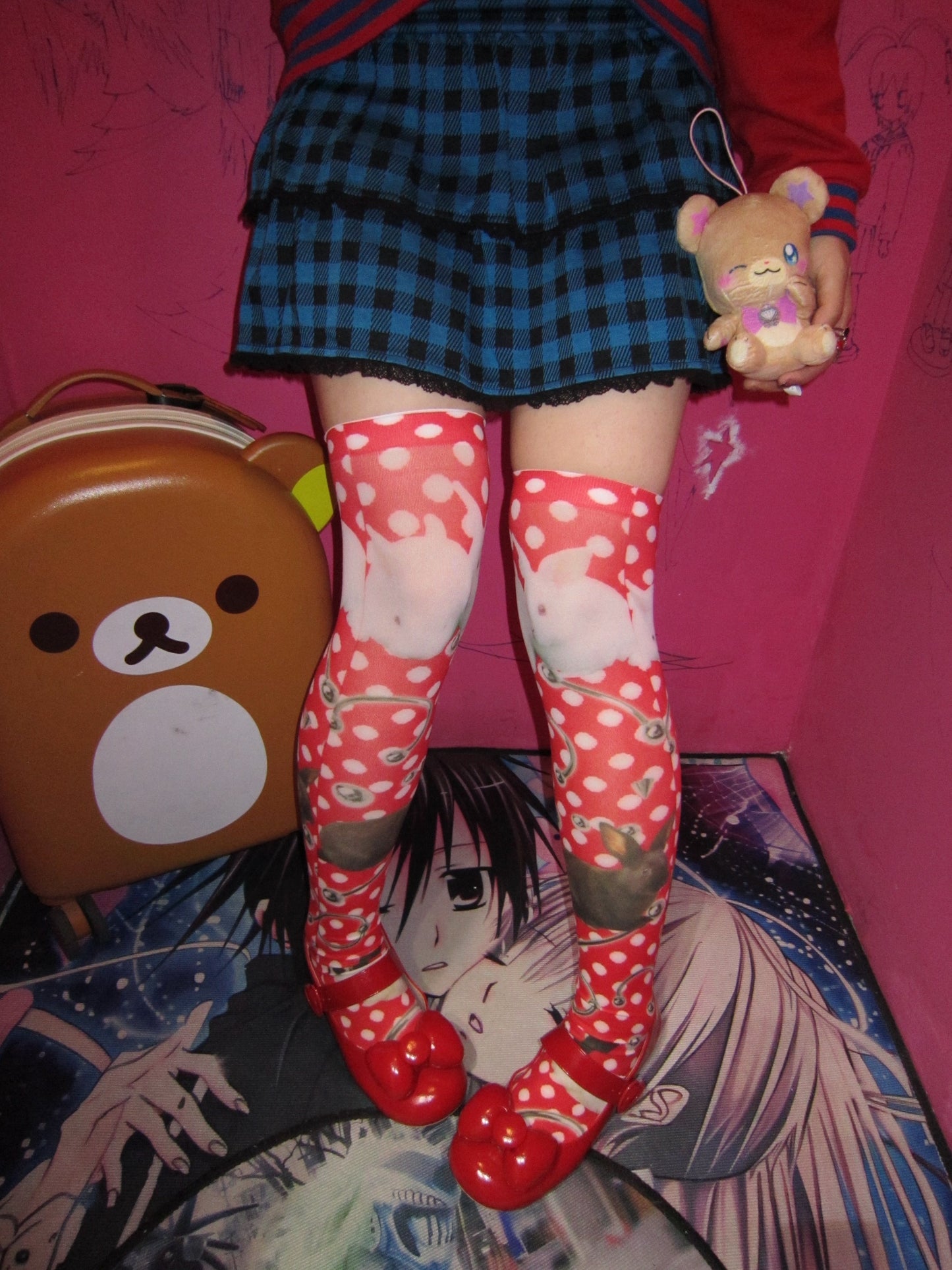 ki00bi00 - Red Polka Dot Thigh Socks socks ki00bi00