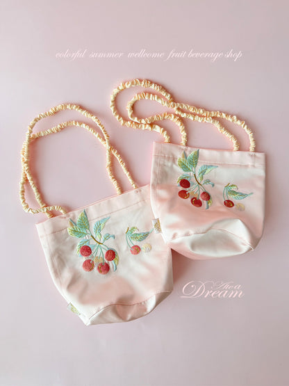 Ate a Dream - Cherry Embroidered Mini Tote Bag bag Ate a Dream