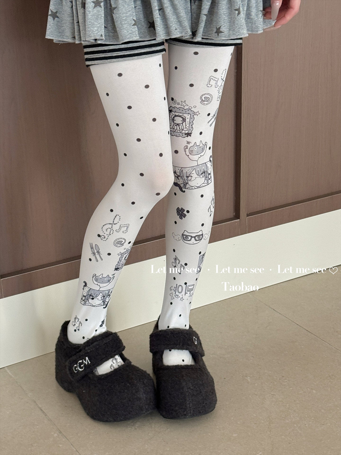 LET ME SEE - Y2K Graffiti Cartoon Tights tights let me see