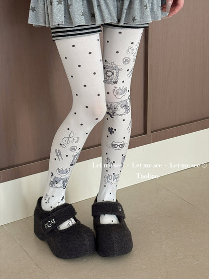 LET ME SEE - Y2K Graffiti Cartoon Tights tights let me see