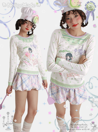 NeogoMade – Kawaii Knit Patchwork Layered Long Sleeve Tee shirt NeogoMade