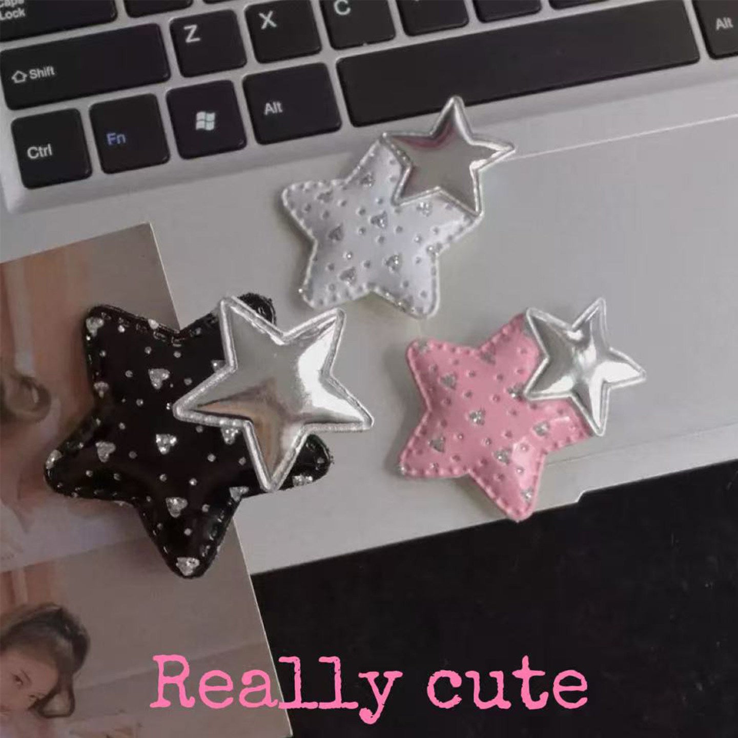 Vintage Y2K - Star Fabric Hair Clip Set hair clip really cute