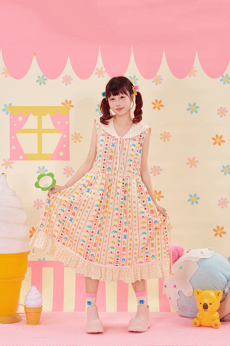 NIKKOU - Animal Print Sailor Dress dress Nikkou home