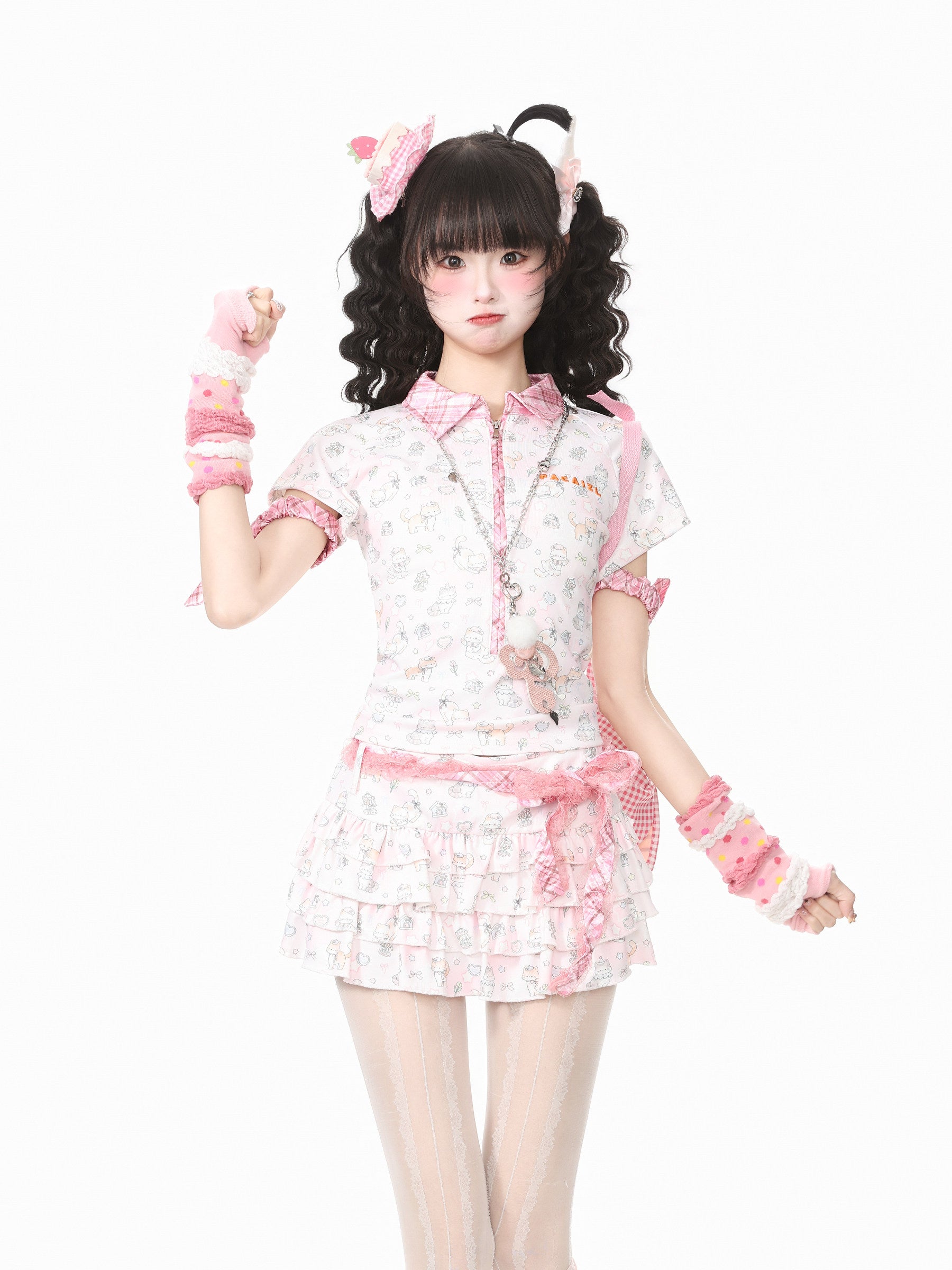 Languid Park - Lace Bow Cake Skirt Set set Languid Park