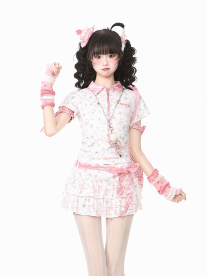 Languid Park - Lace Bow Cake Skirt Set set Languid Park