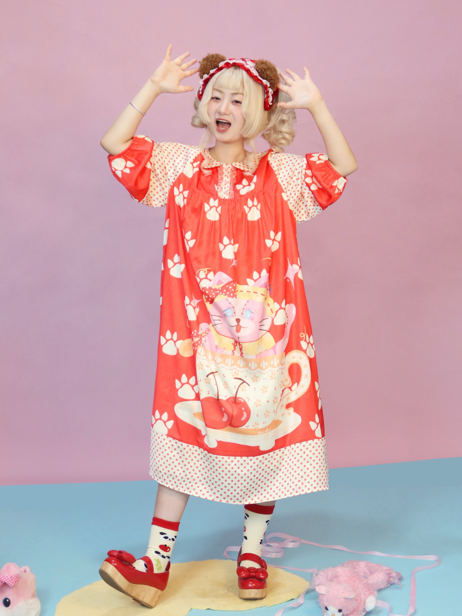 Lulululu - Polka Cat Print Dress dress LULULULU