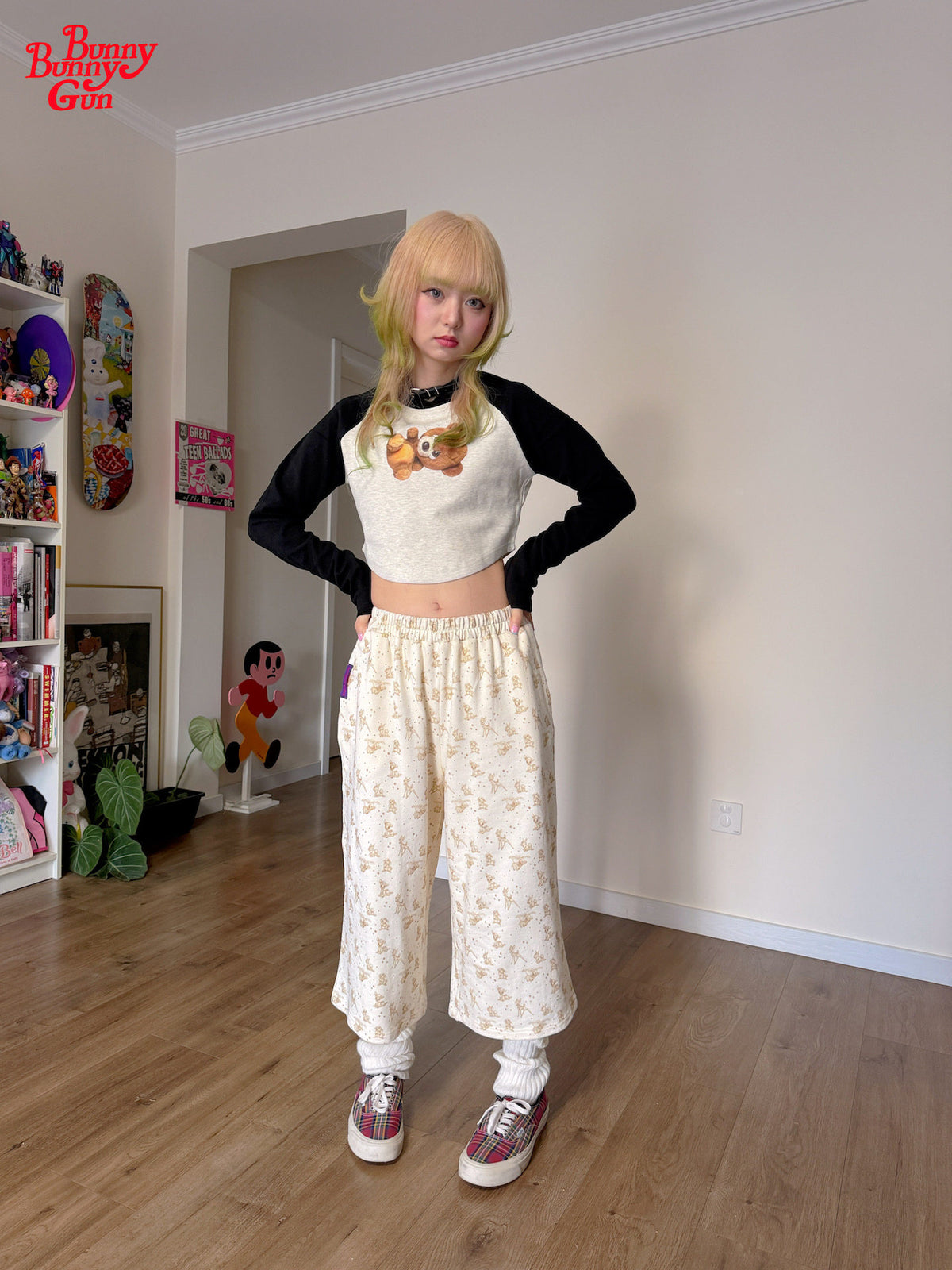 bunnybunnygun - Oversized Elastic Waist Cropped Pants pants bunnybunnygun