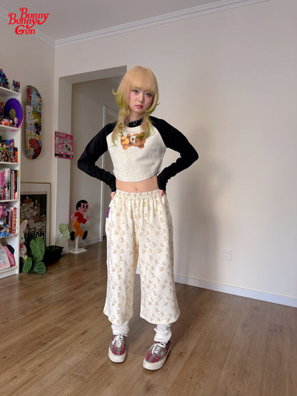 bunnybunnygun - Oversized Elastic Waist Cropped Pants pants bunnybunnygun