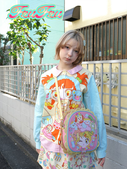 frufru Decora Kei Bag | Rose Red Cartoon Print Bag | PU Shoulder & Crossbody Bag bag frufru