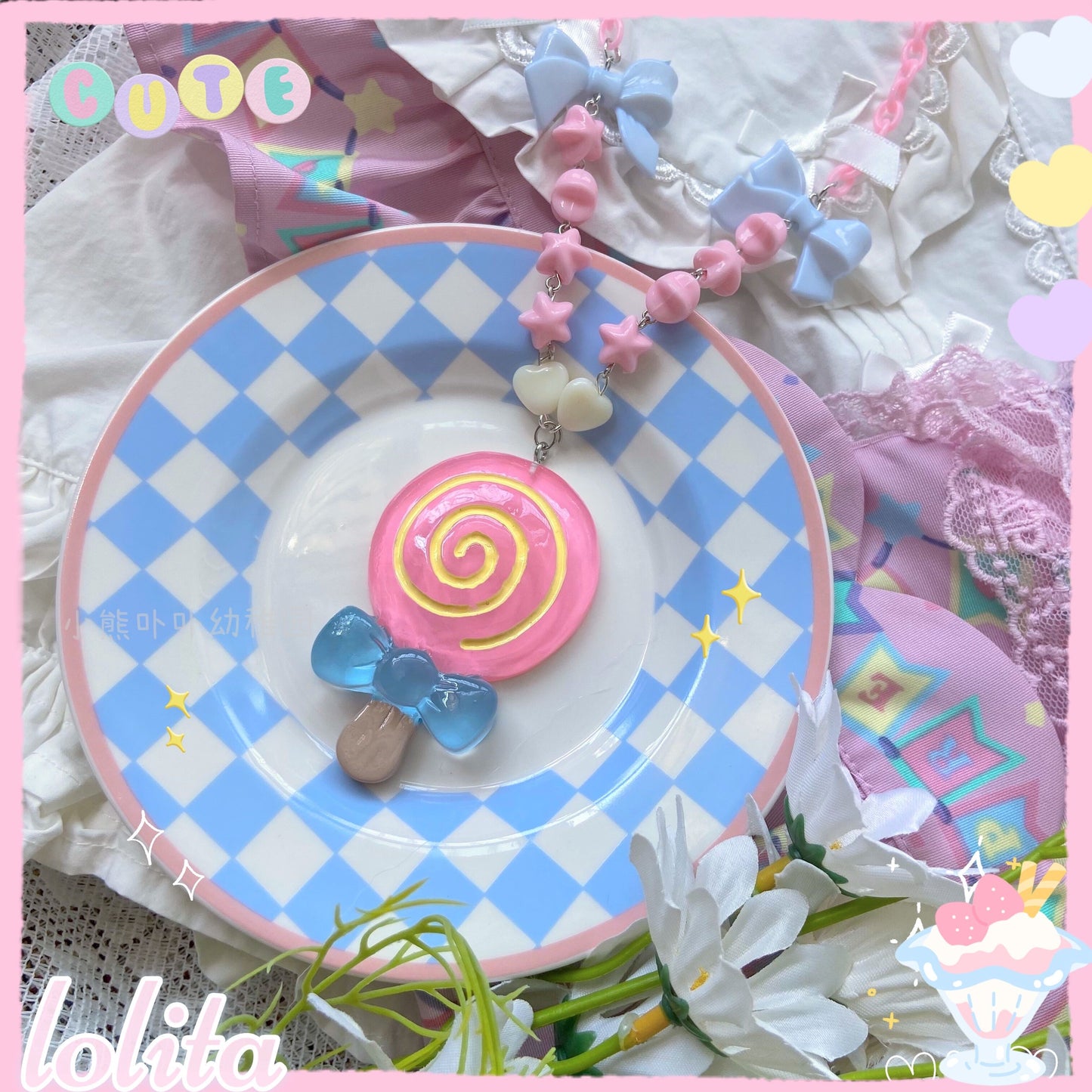 Bear Doll - Colorful Lollipop Candy Necklace necklace Bear Doll