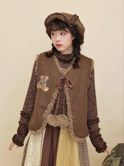 SemenCoicis - Kawaii Vintage Bear Embroidered Vest vest SemenCoicis