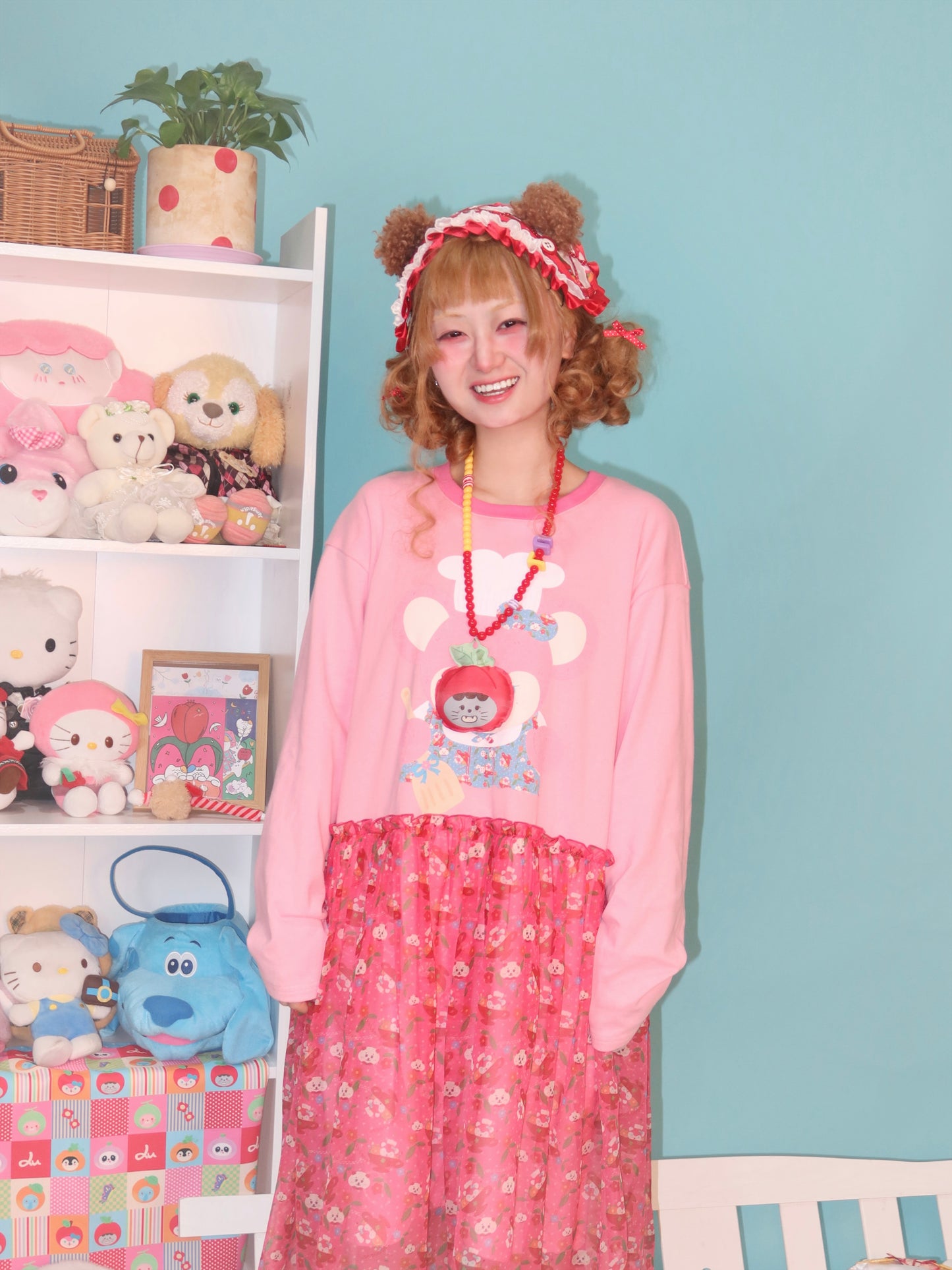 LULULULU - Kawaii Chef Mouse Print Chiffon & Knit Long Dress dress LULULULU