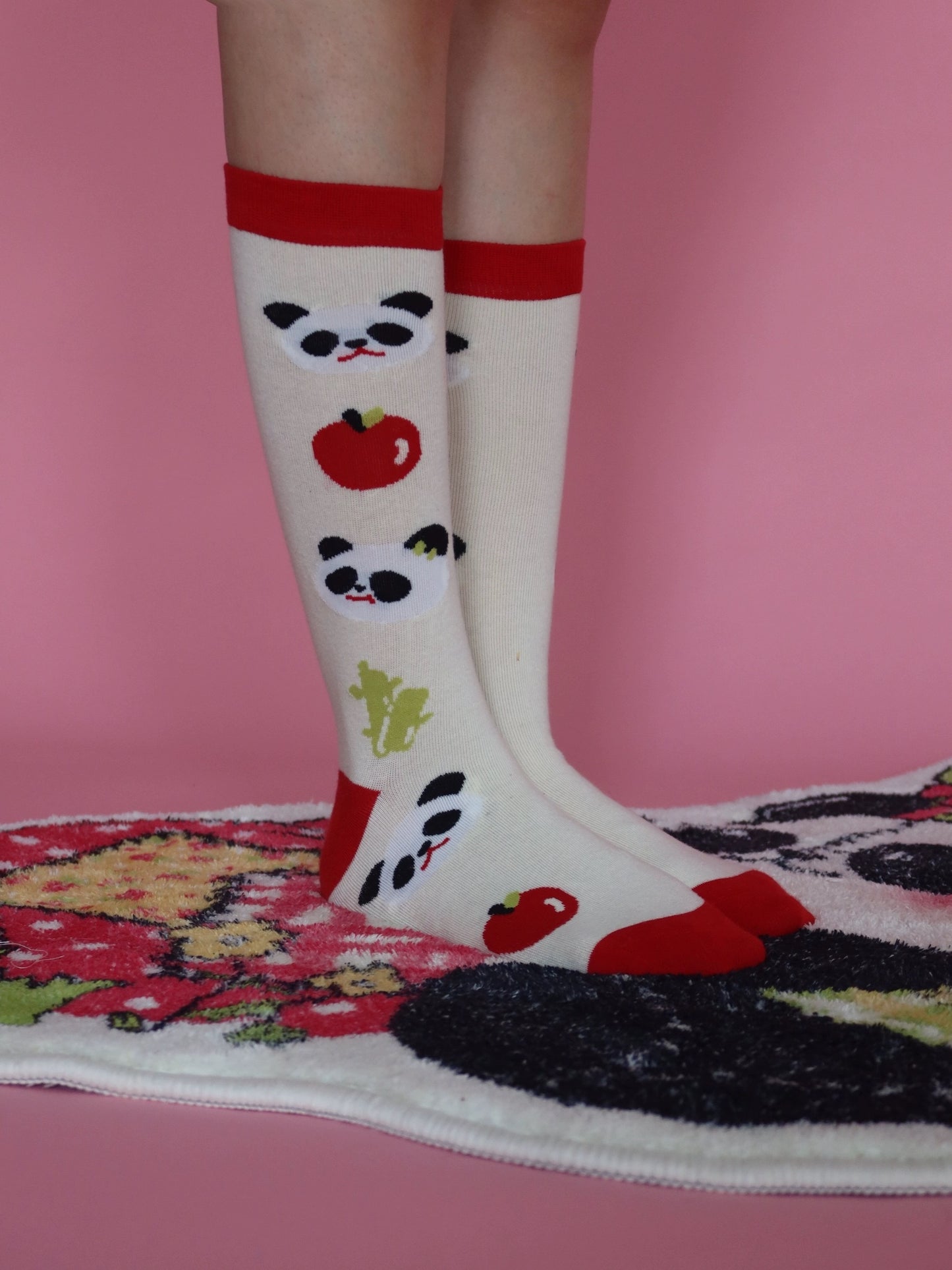 LULULULU - Kawaii Panda Apple Cotton Knee Socks socks LULULULU