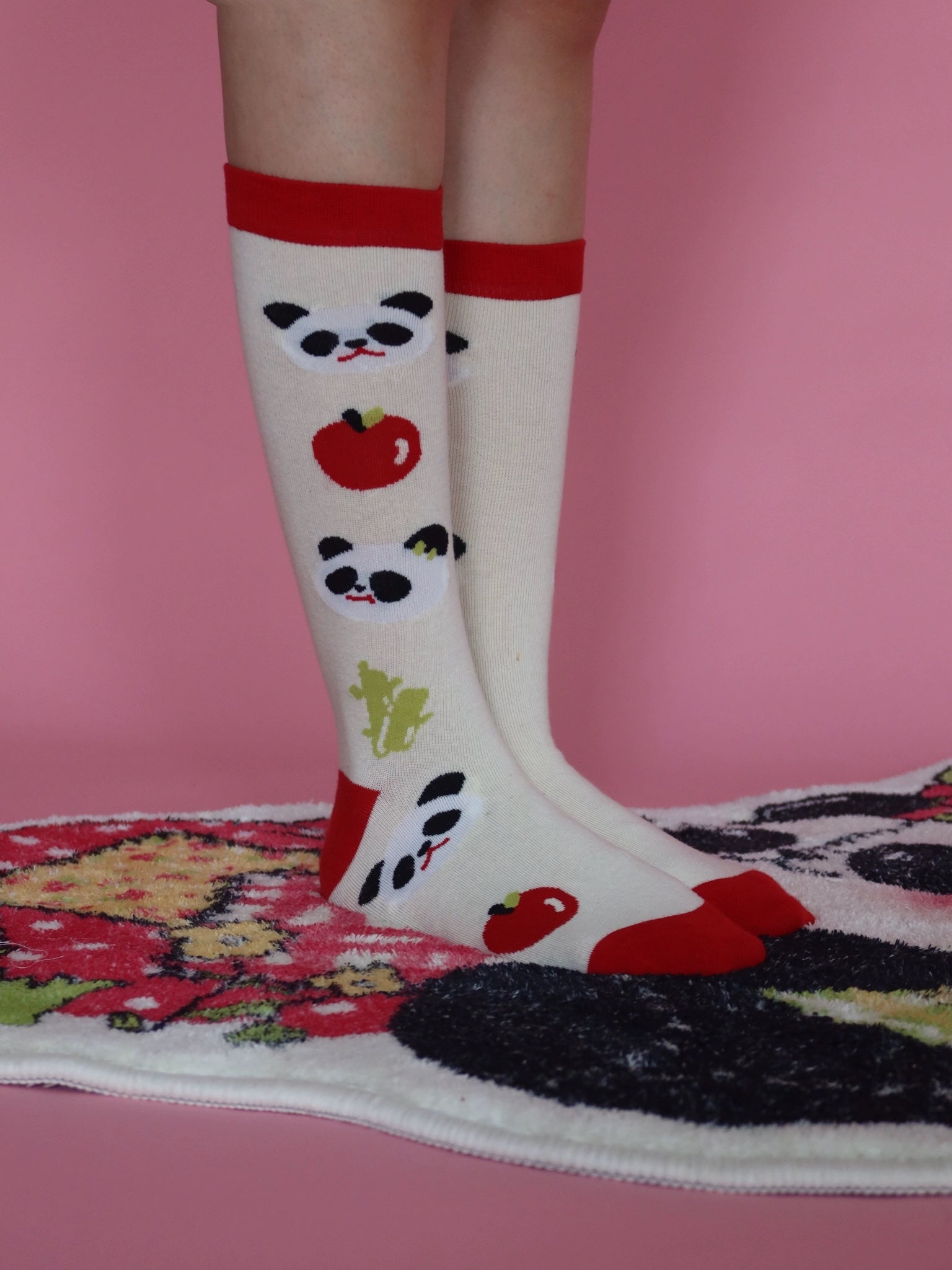 LULULULU - Kawaii Panda Apple Cotton Knee Socks socks LULULULU