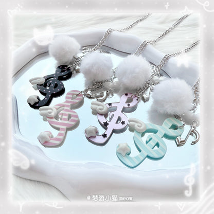Vintage Polka Dot Music Note Necklace necklace Sleepwalking Cat