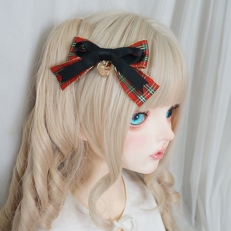Maojiang Christmas Red Plaid Bow Clip hair clip maojiang