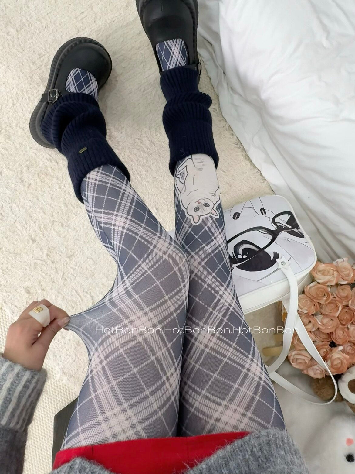 Hot BonBon - Blue Cat Argyle Tights tights Hot BonBon