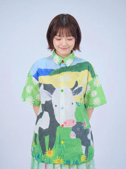 MeowMeow Bug - Green Cow Print Shirt shirt MeowMeow Bug