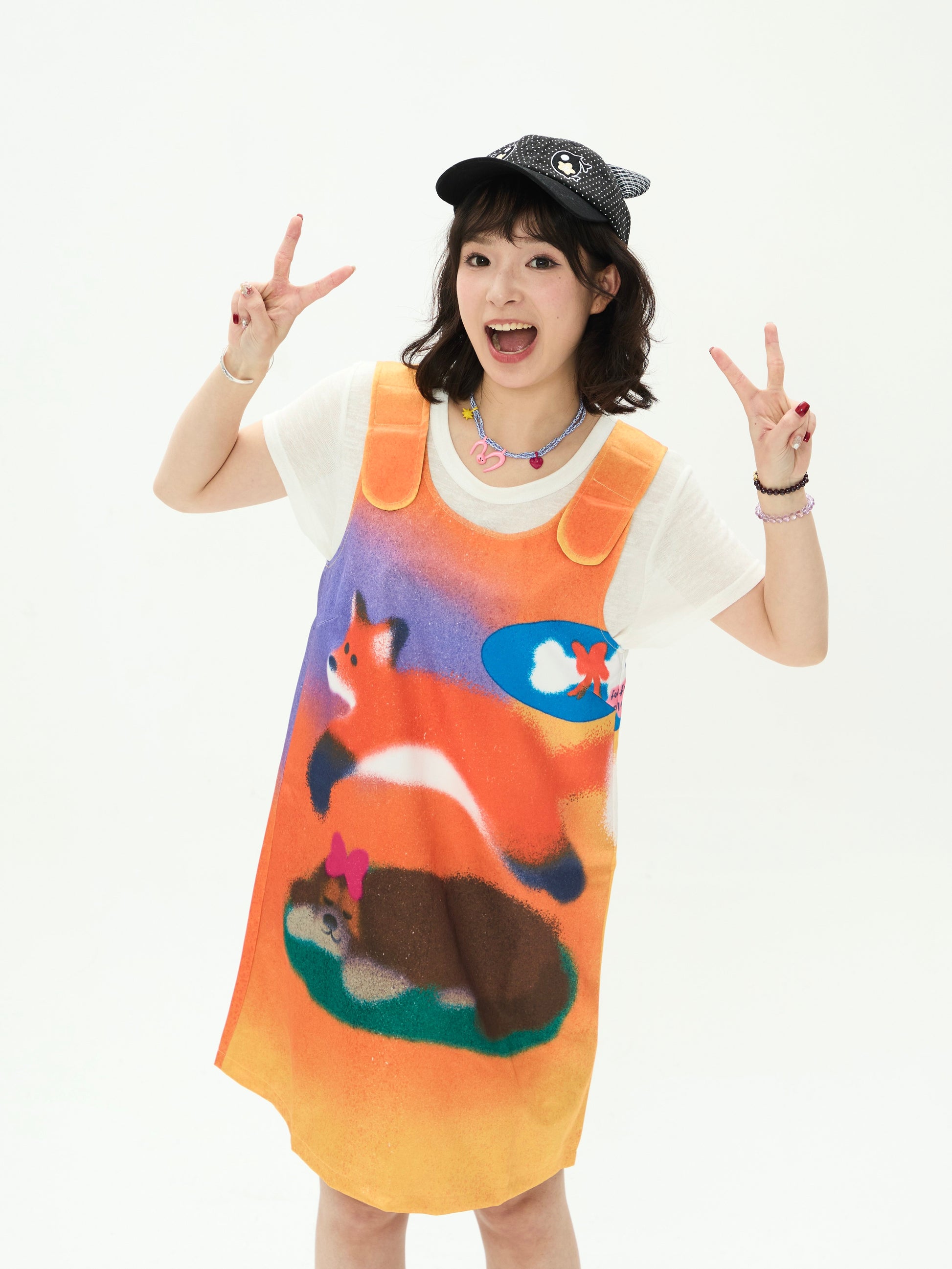 Robootoo - Fox Print Oversized Cami Dress dress Robootoo
