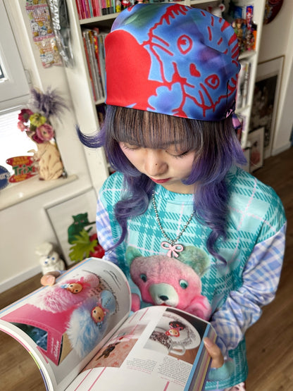 BunnyBunnyGun - Harajuku Printed Scarf Purple Polyester Multifunctional Kerchief bunnybunnygun