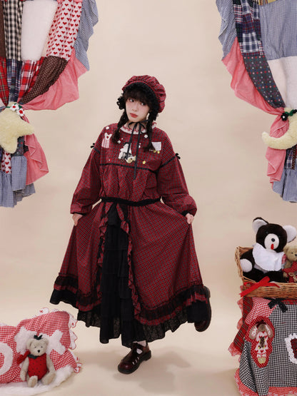 SemenCoicis - Vintage Doll Plaid Lace Tiered Skirt skirt SemenCoicis