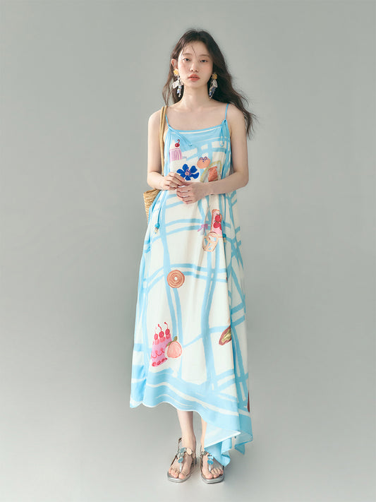 uare - Picnic Gingham Satin Slip Dress