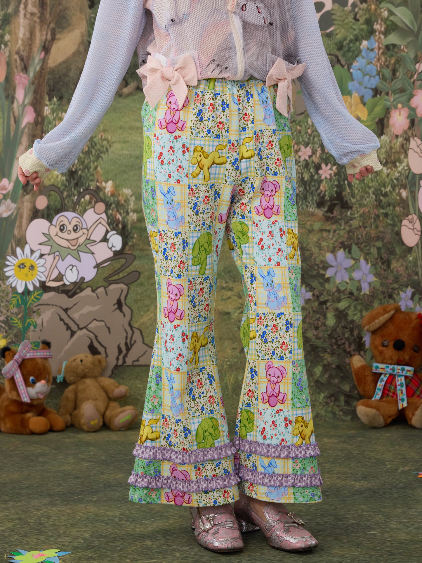 tntntutu - Floral Animal Flare Pants pants tntntutu