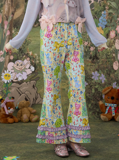tntntutu - Floral Animal Flare Pants pants tntntutu