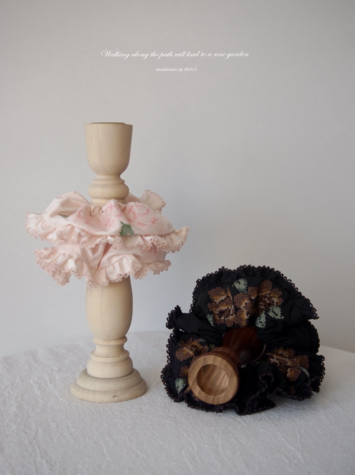 Ate a Dream - Embroidered Cotton-Linen Hair Scrunchie scrunchies Ate a Dream