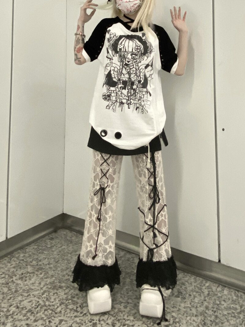 Three Poisons - Angel Rivet Oversized T-Shirt tshirt Three Poisons