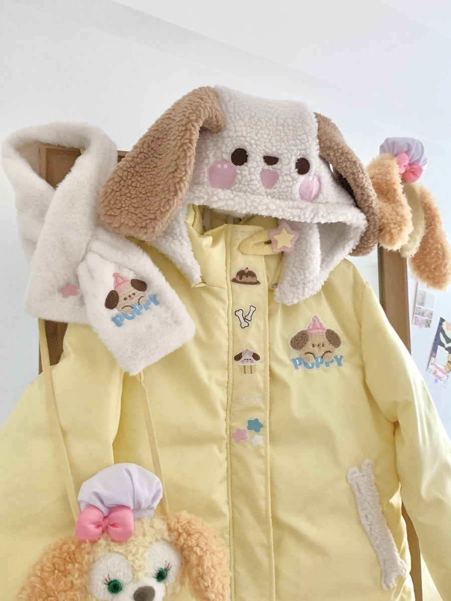 Blurred Bear - Kawaii Puppy Embroidered Down Jacket coat Blurred Bear