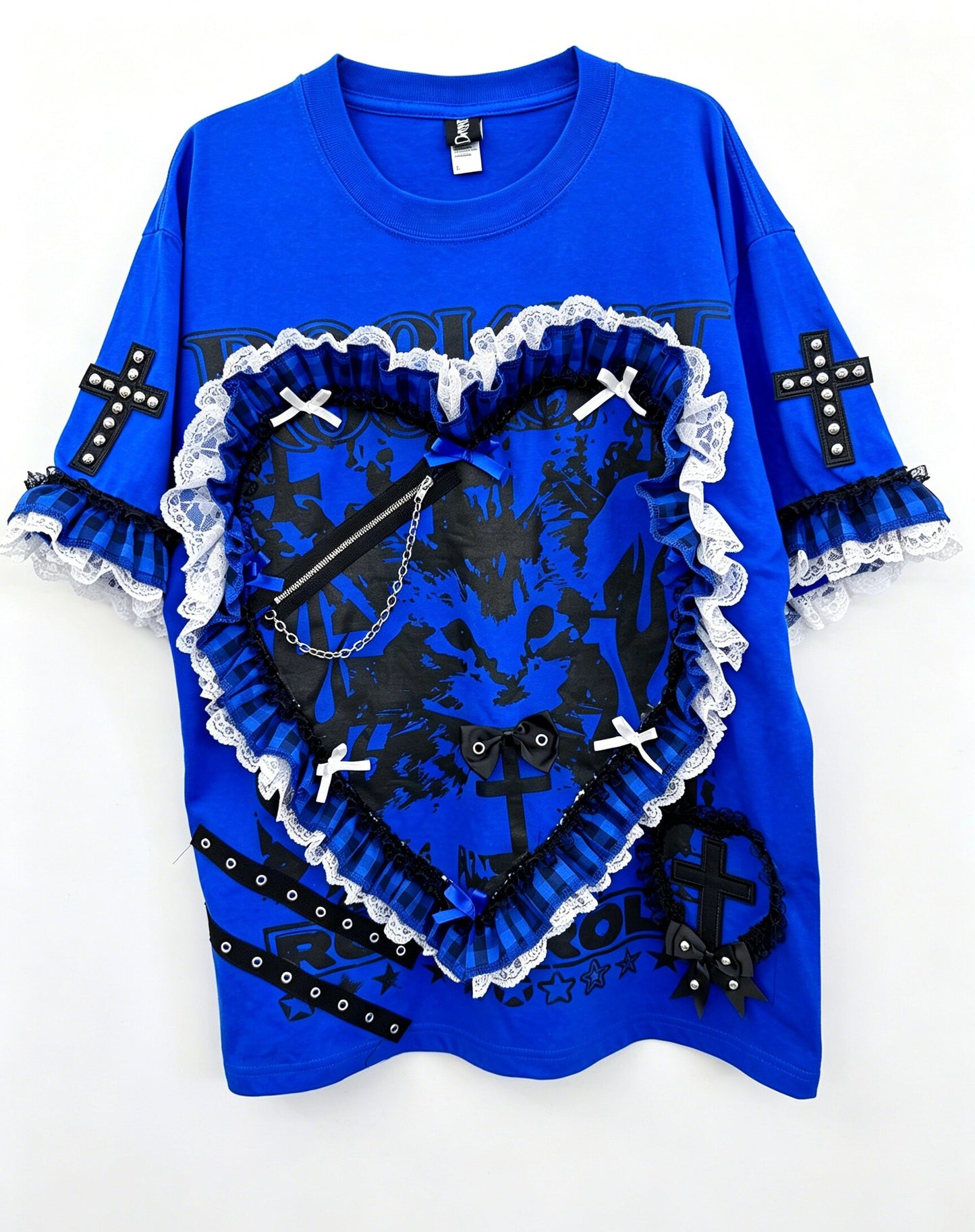RedDevil - Cat Lace Heart Graphic T Shirt | Visual Kei Punk Dark Kawaii Fashion shirt Red Devil S