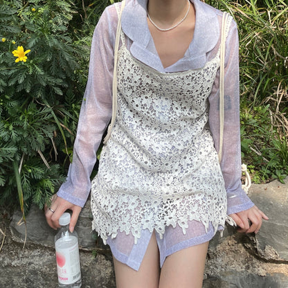 HIBABAO - Sheer Shimmer Sun Shirt shirt HIBABAO