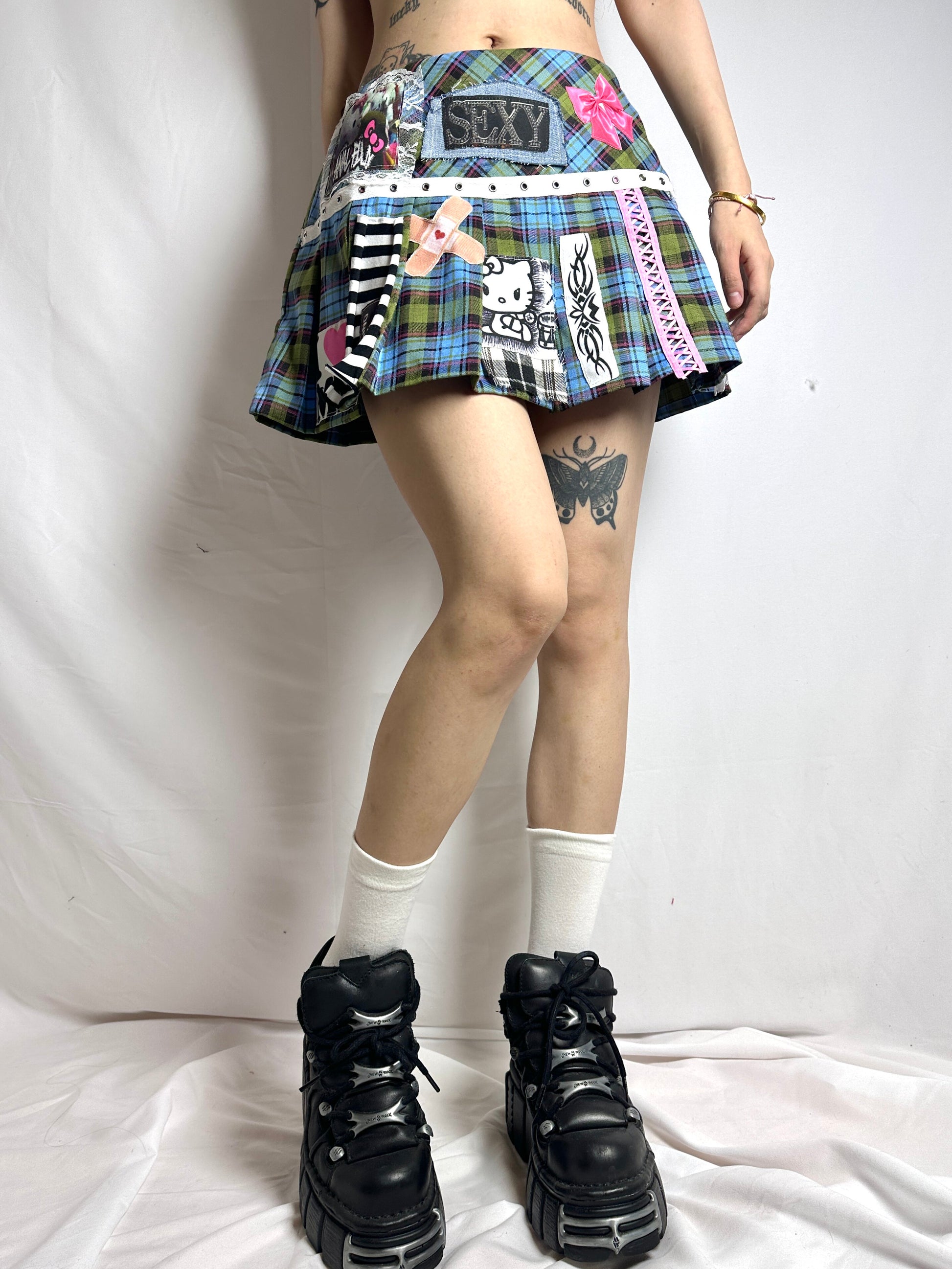 Red Devil - Kitty Plaid Pleated Skirt skirt Red Devil
