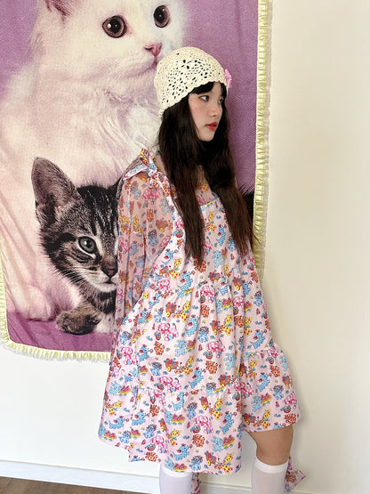 Kawaii Animal Print Dress – Tie Detail dress bunnybunnygun