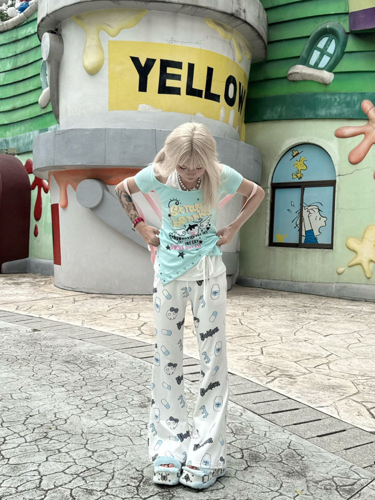 Three Poisons - Dolphin Blue Off Shoulder Top tshirt Three Poisons