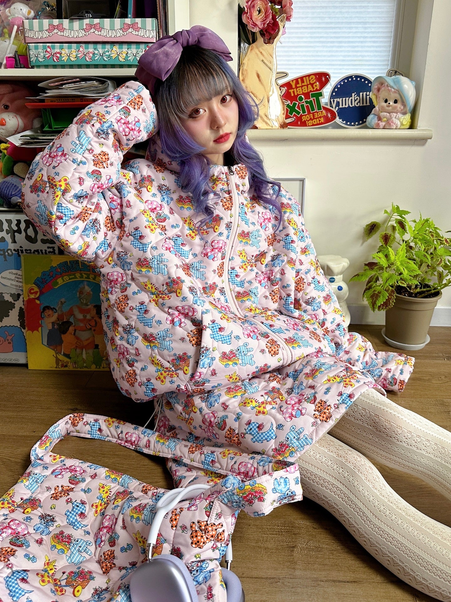 bunnybunnygun - Kawaii Quilted Padded Oversized Jacket coat bunnybunnygun