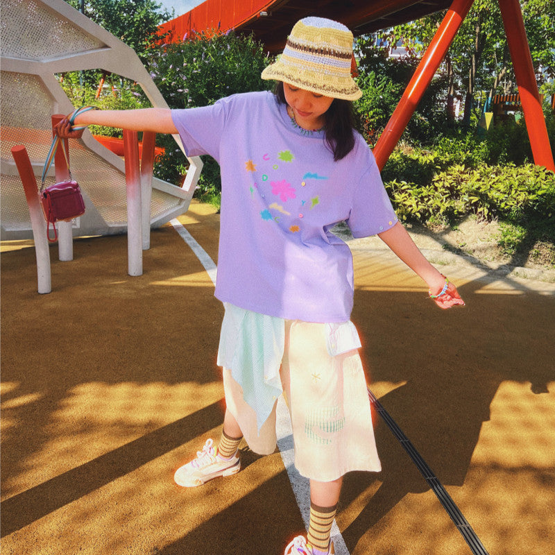 uodycoco – Retro Graphic Button T-Shirt shirt uodycoco