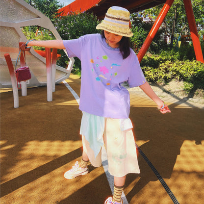 uodycoco – Retro Graphic Button T-Shirt shirt uodycoco