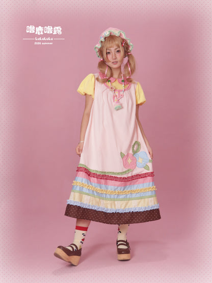 LULULULU - Morning Glory Embroidered Pinafore Dress dress LULULULU