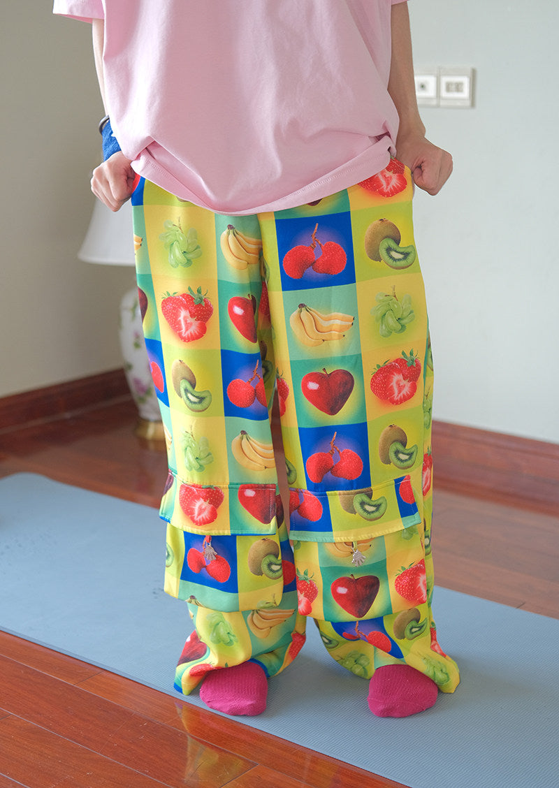 No Blue Today - Fruit Print Wide Leg Pants pants No Blue Today