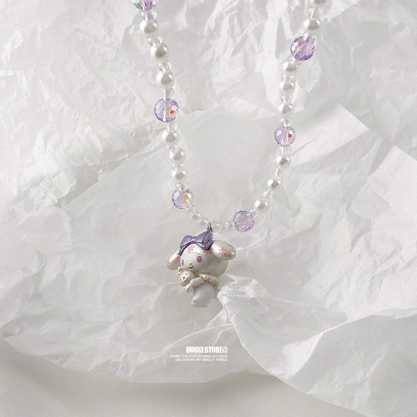 DuoXi - Purple Melody Bunny Bead Necklace necklace DuoXi