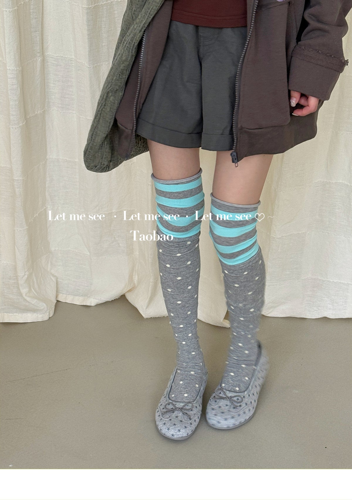 LET ME SEE - Polka Dot & Striped Over-the-Knee Socks socks let me see
