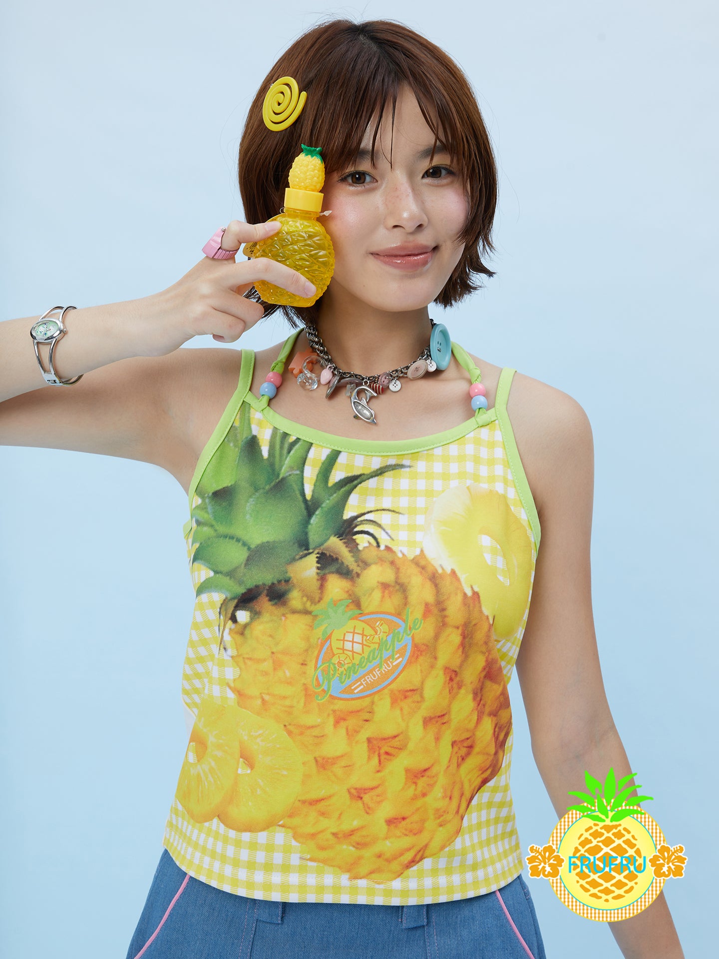 Frufru Fruity Girl Camisole Top | Japanese Kawaii Cotton Tank camisole frufru Yellow S