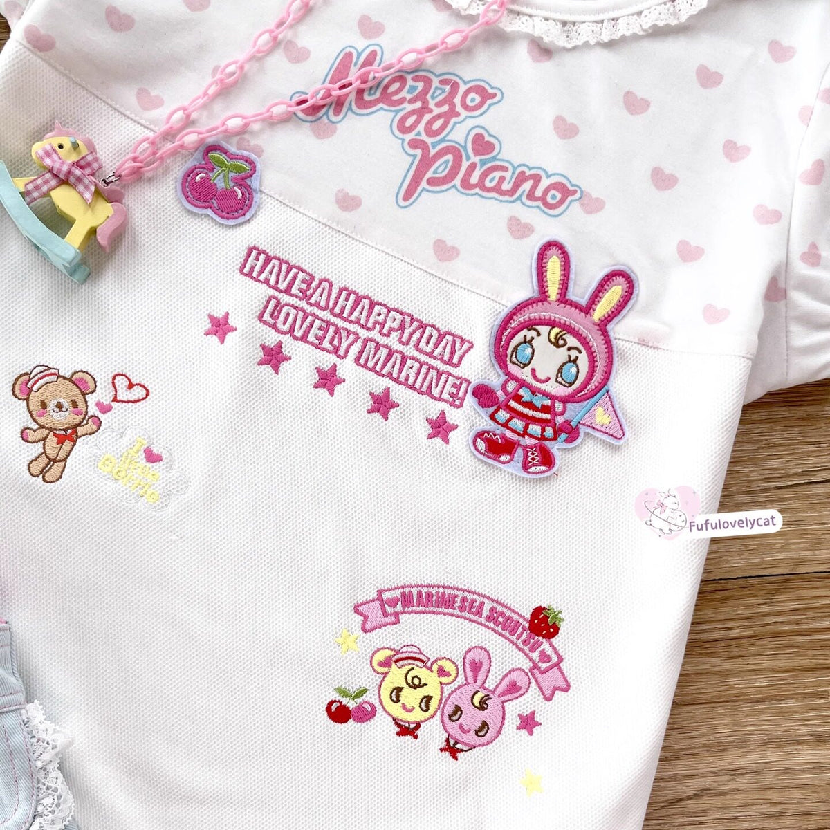 Bunny Planet - Jojifuku Embroidered Lace Tee White Top shirt bunnyplanet